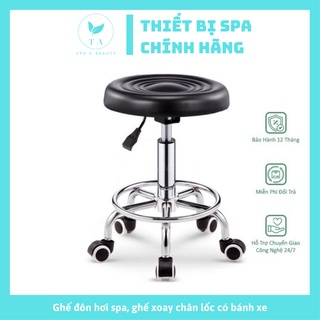 Ghế đôn hơi spa, ghế xoay chân lốc có bánh xe,nâng hạ cao thấp dùng trong spa, phun xăm, tmv