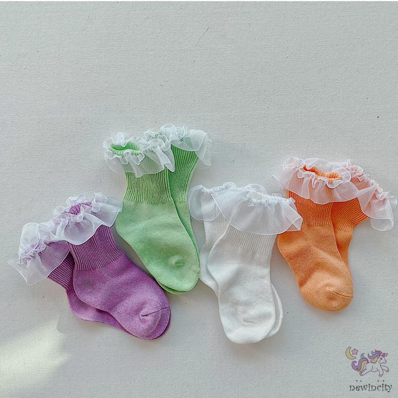 Tất cotton phối ren dễ thương phong cách Hàn Quốc cho bé gái