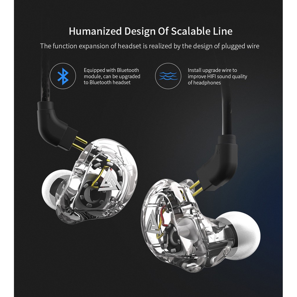 【QKZ Earphones Flagship】QKZ VK1 Earphones 0.75mm 2 Pin Replaceable wire 4 Drive Unit Headset ZS6 With 4 Dynamic Hybrid In Ear Earphone HIFI DJ Monito XSC Audio