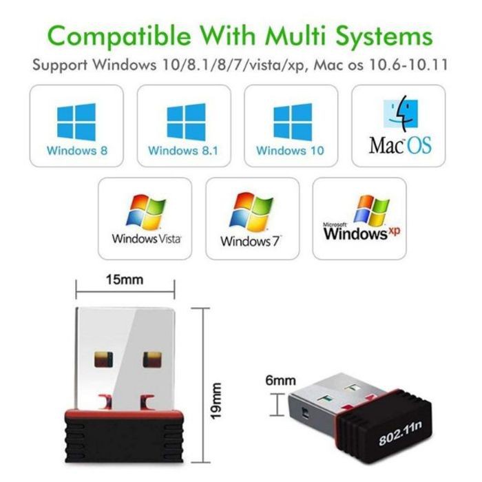 Usb Thu Sóng Wifi 150Mbps 802.11N Rtl8188Eu Có Ăng Ten Thẻ