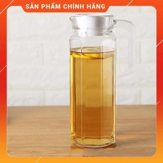 CHÍNH HÃNG -  Bình đựng nước thủy tinh lục lăng trắng 1000ml,bình thủy tinh đựng nước cao cấp