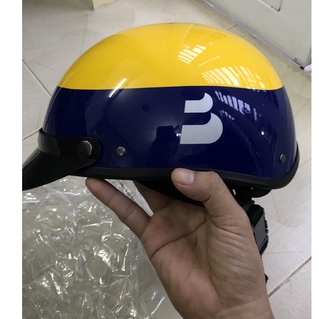 Mũ Nón bảo hiểm 1/2 nữa đầu xe ôm công nghệ ong vàng be bò giao hàng đồ ăn chở khách
