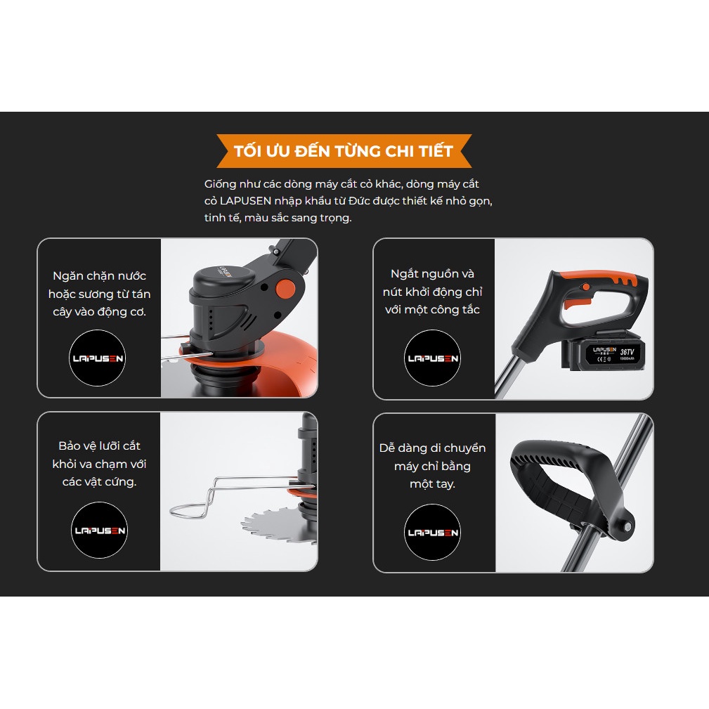Máy cắt cỏ cầm tay dùng pin khủng 10cell máy cắt cỏ LAPUSEN mini Hàng nhập khẩu cao cấp Bảo hành 12 tháng