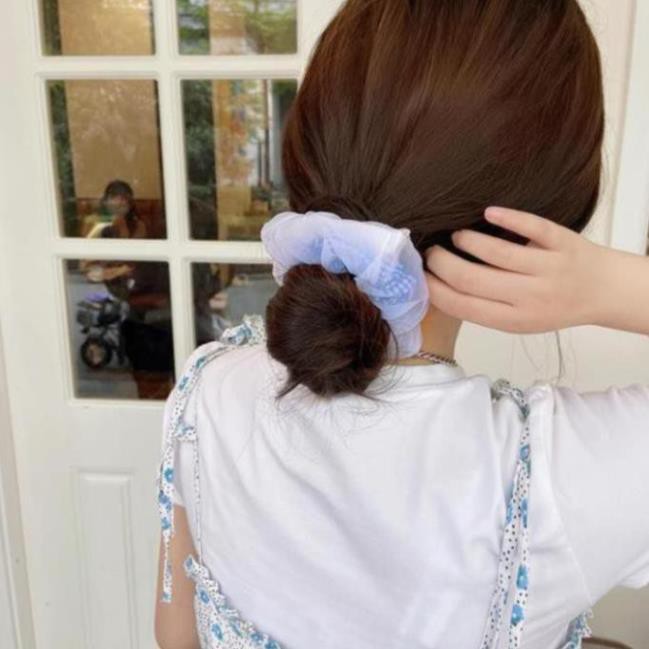 Dây Buộc Tóc Bọc Vải Lưới Rộng Đơn Giản Thời Trang Pháp Dành Cho Bạn Nữ C50
