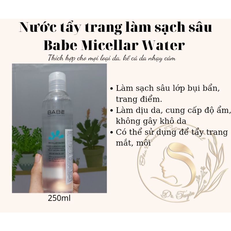 Nước Tẩy Trang Babe Micellar Water 250ml cho mọi loại da, kể cả da nhạy cảm