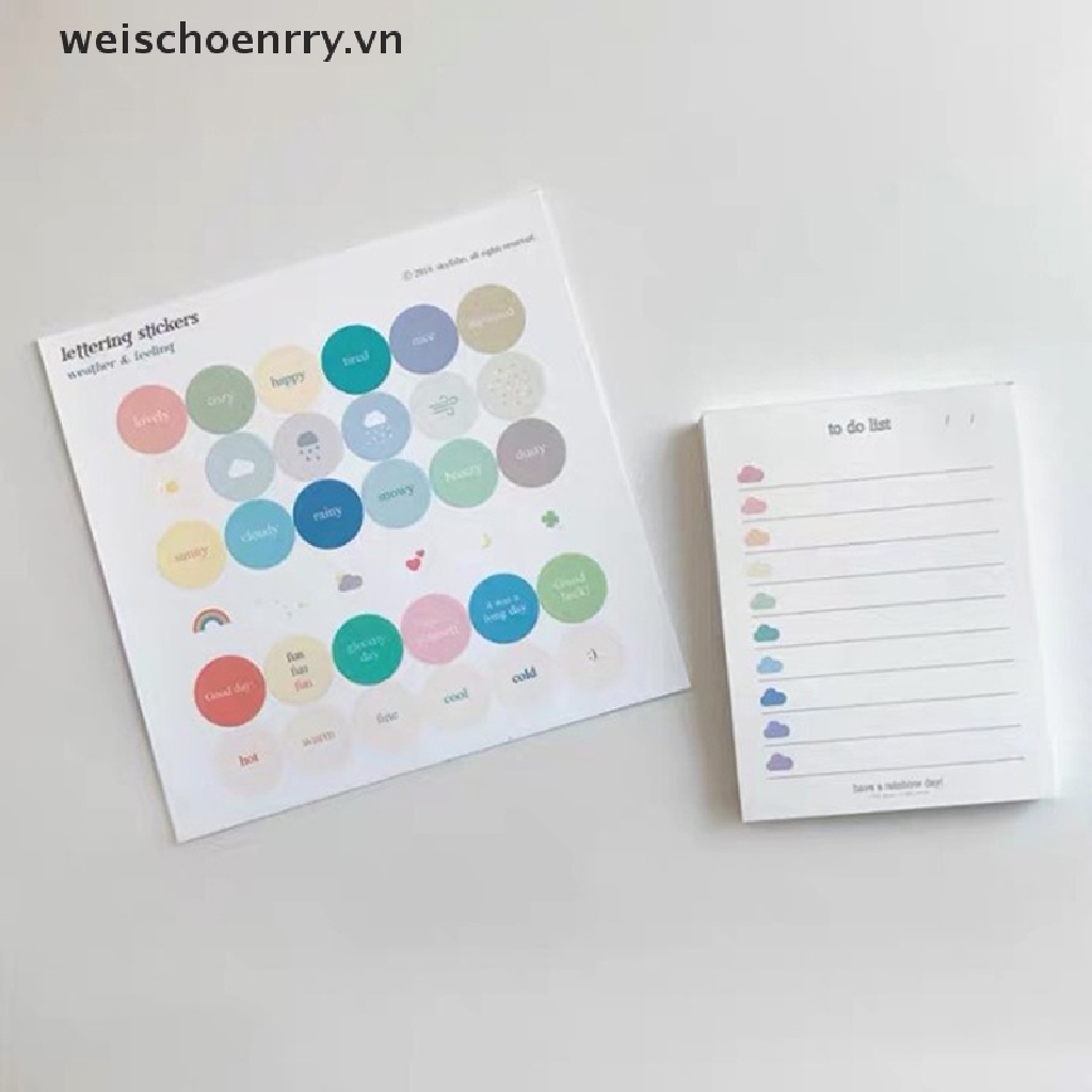 【WW】 Ins Cute Colorful Clouds To Do List 50 Sheets Planner Student Note Supplies .