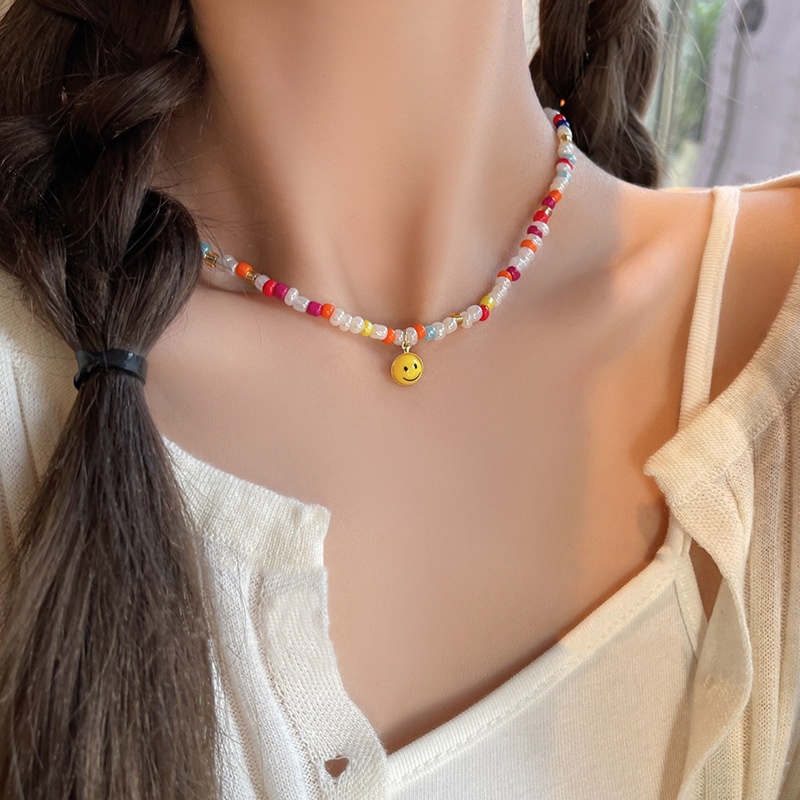 Vòng cổ Chuỗi Hạt Nhiều Màu Hình Mặt Cười Dễ Thương