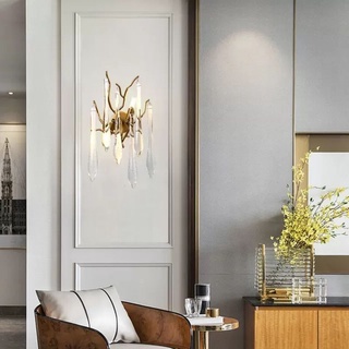 Đèn treo tường pha lê cao cấp, đèn gắn tường phale, đèn trang trí, đèn decor DT1128 kèm 2 bóng led 3 màu ánh sáng