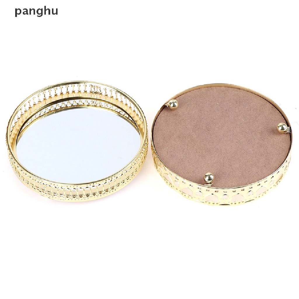 Khay Thủy Tinh Đựng Trang Sức / Mỹ Phẩm Để Bàn Có Gương Tiện Lợi