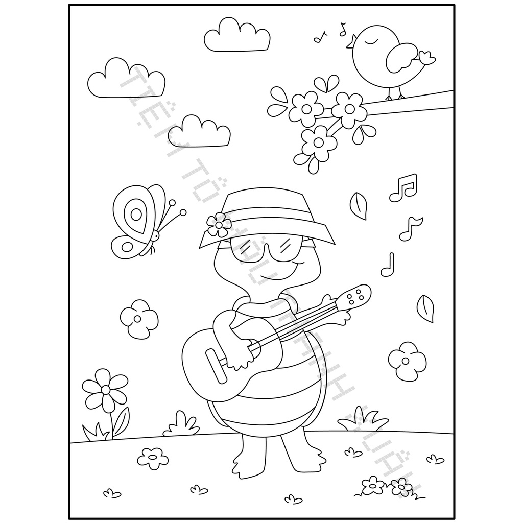 Set 10 Tờ Tranh Tô Màu Hình Rùa Con Cho Bé Tô Màu Sáp, Màu Chì - Tiệm Tô Màu Thanh Xuân