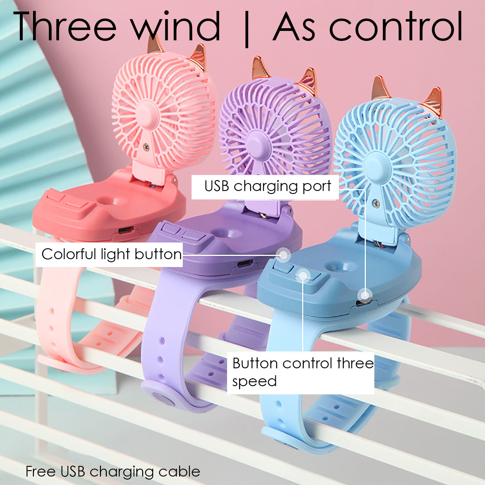 New Creative Children Watch Fan Students Outdoor Portable Mini Handheld Charging Small Fan