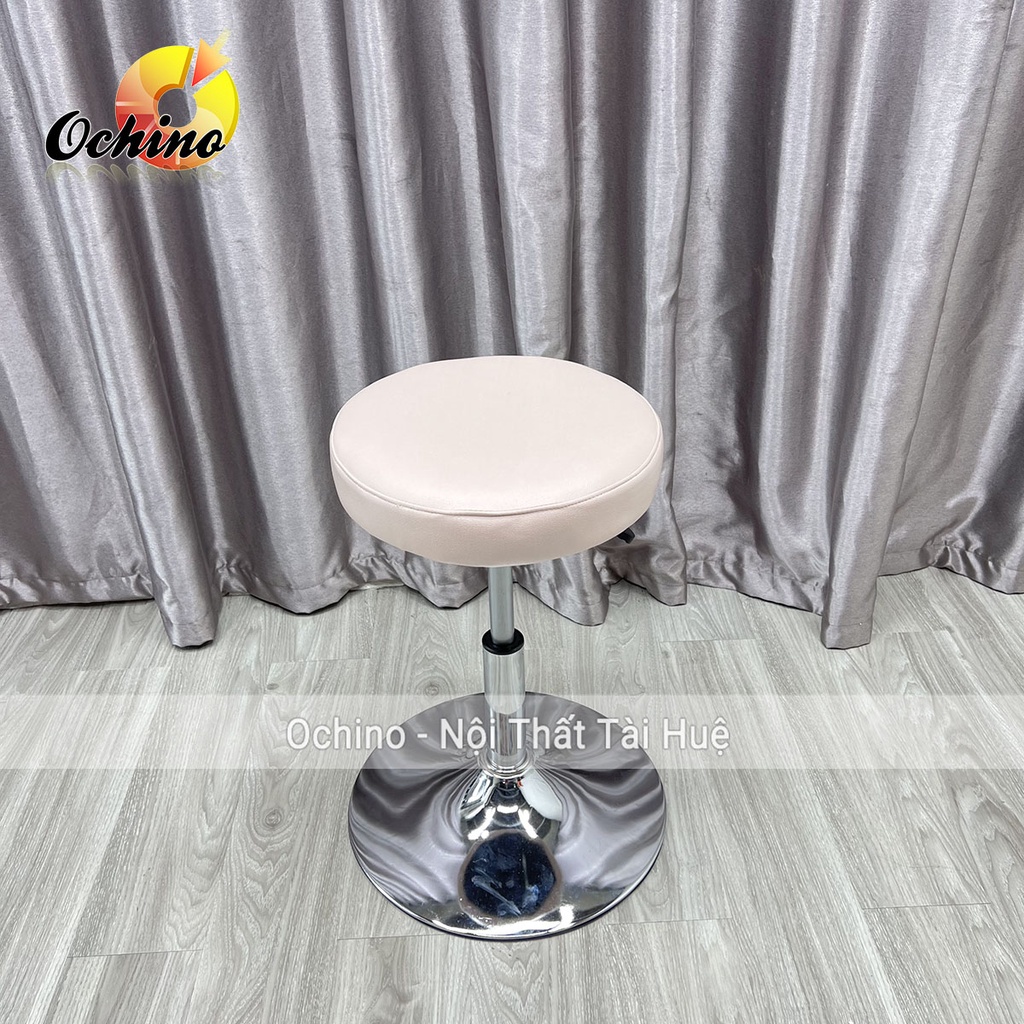 Ghế Trang Điểm, Ghế Chụp Hình Bọc Da Cao Cấp Mẫu Tròn Trơn Đơn Giản Chân Thấp 30-50Cm (Đủ Màu)
