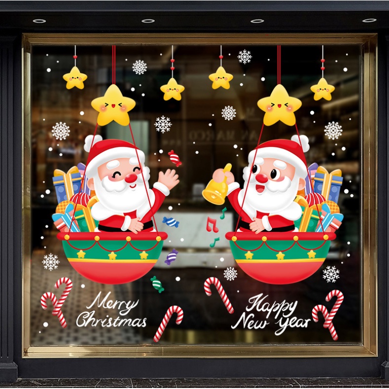 Decal dán tường Noel Hít Tĩnh Điện không Dơ Kính - Vòng Noel Đáng yêu nhiều mẫu