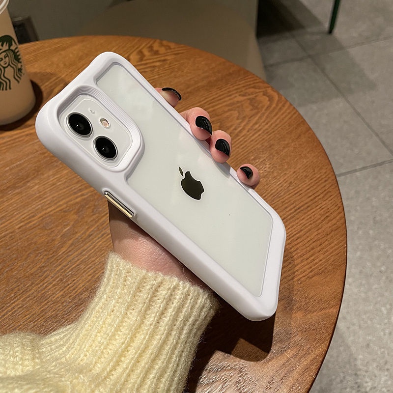 Ốp điện thoại nhựa TPU mềm trong suốt có viền trắng chống va đập cho iPhone 12promax 11 x/xr/Xs Max /7 8plus | BigBuy360 - bigbuy360.vn