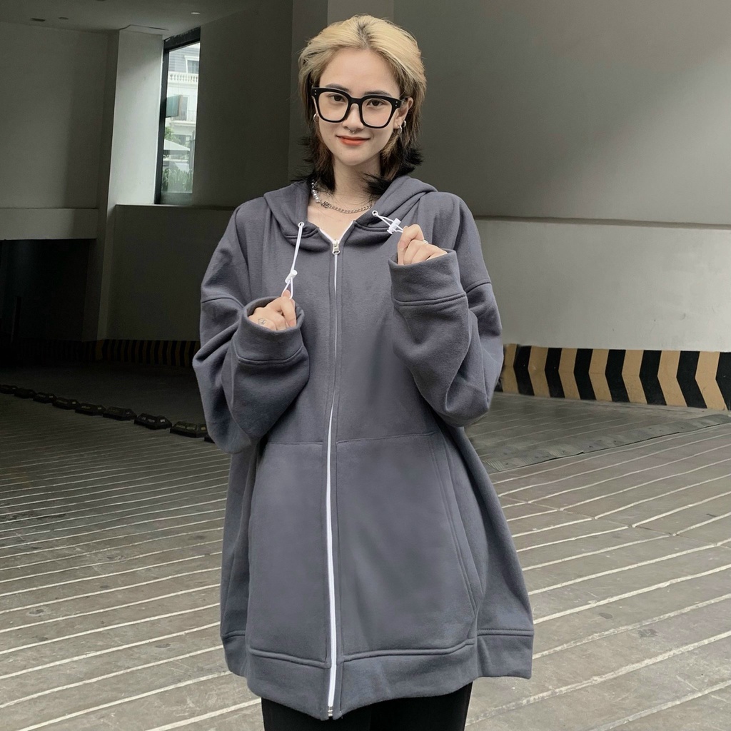 HOODIE FULLZIP "STORY" SOLID GRAY | BigBuy360 - bigbuy360.vn