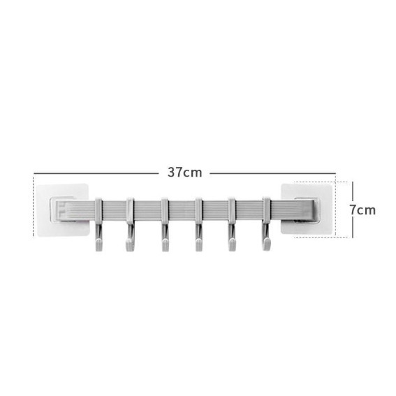 THANH TREO 6 MÓC DÁN TƯỜNG TREO ĐỒ TREO KHĂN NHỰA TRẮNG 6 MÓC-K163