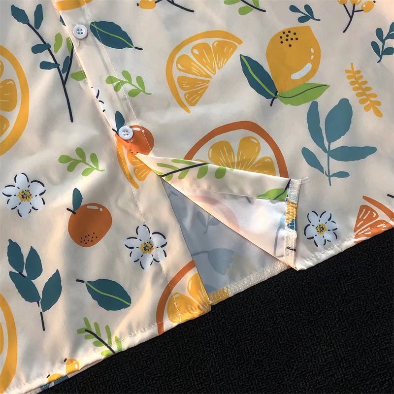 Áo Sơ Mi Tay Ngắn Họa Tiết Quả Chanh Phong Cách Hàn Quốc Thời Trang Cho Nam