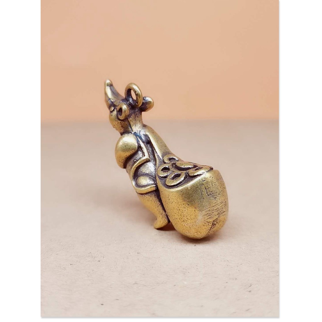 Kỷ niệm chương đồng nguyên chất để làm mặt dây chuyền hình con chuột cũ bằng đồng làm bằng tay cung hoàng đạo chuột cung