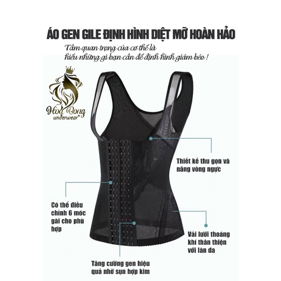 Áo gen gile định hình nịt bụng siết eo nâng ngực chống chảy xệ, giảm mỡ bụng & nách thần thánh
