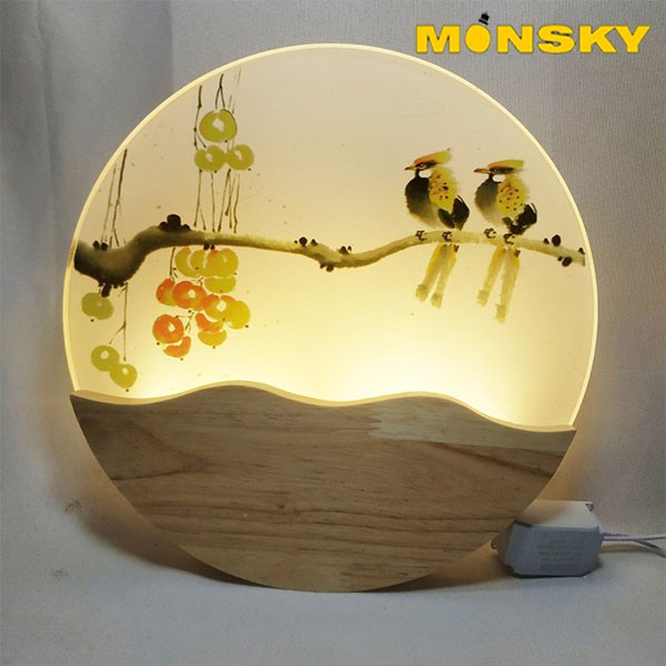 Đèn gắn tường MONSKY HECA LED 3 màu ánh sáng cao cấp (2 con chim vàng)
