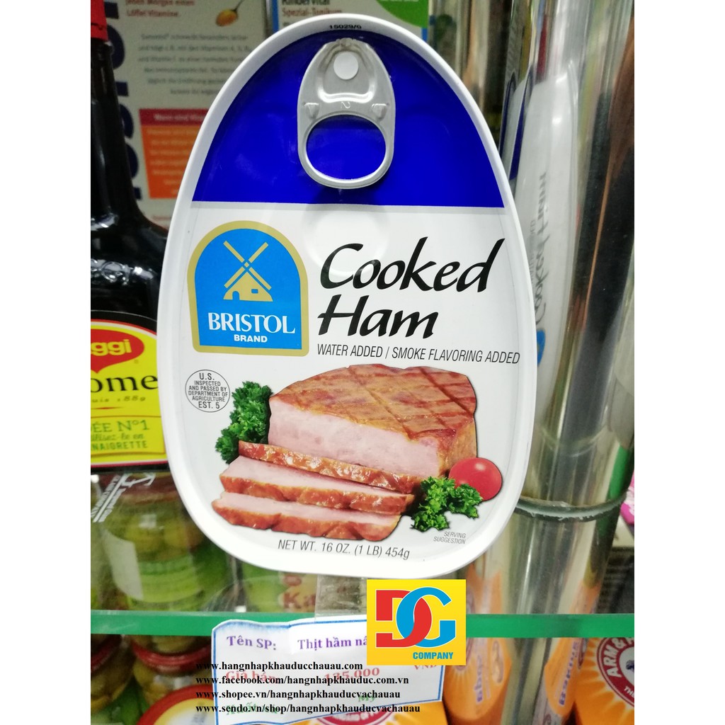 Thịt Hầm Nấu Chín Bristol Brand Cooked Ham 454g/Hộp Mỹ