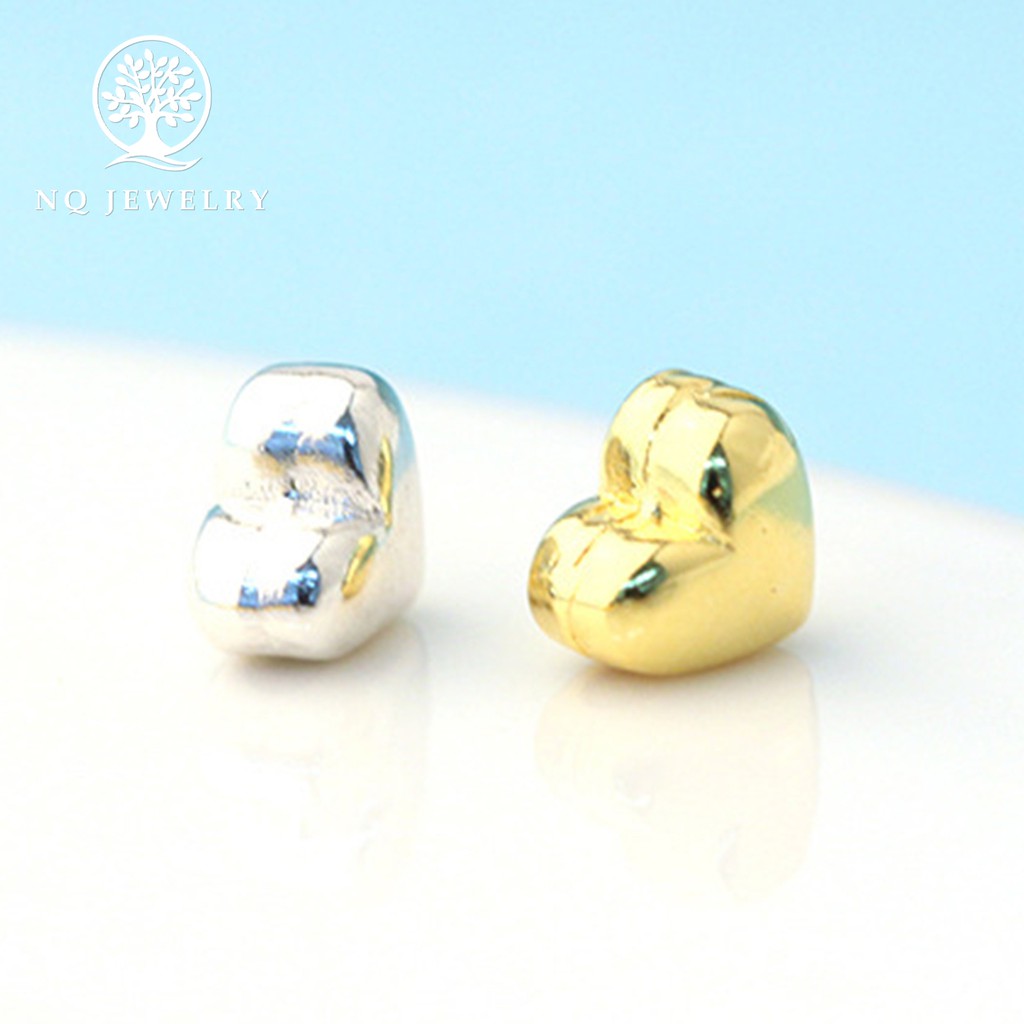 Charm bạc trái tim xỏ ngang, mặt dây chuyền trái tim bạc nhỏ - NQ Jewelry