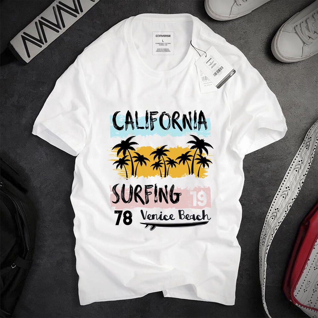 Áo thun unisex california summer mang phong cách trẻ trung, năng động. from rộng big size 35-125kg