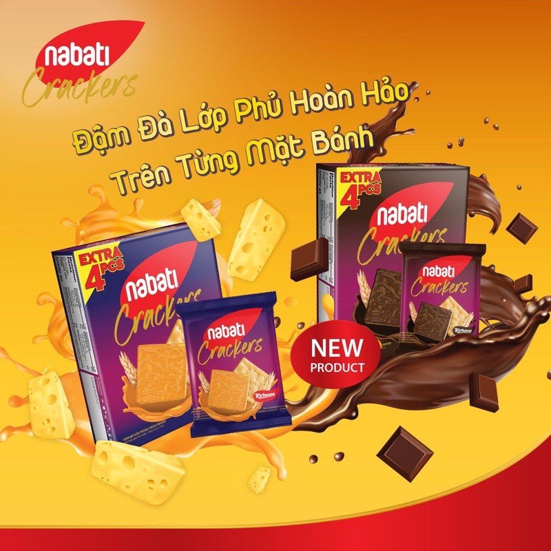 Bánh Nabati Crackers bánh quy giòn socola hộp 240g