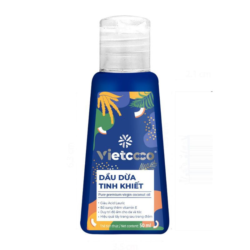 Dầu dừa tình khiết vietcoco 50ml dùng làm đẹp