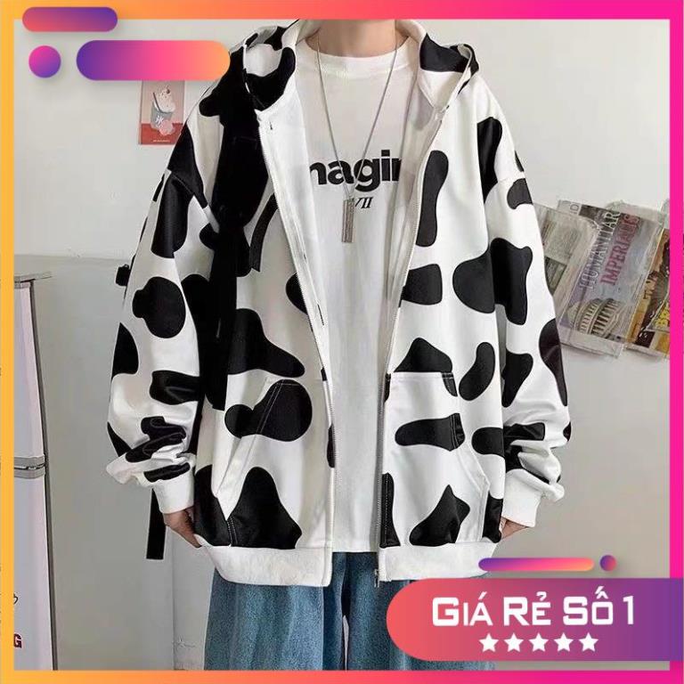 Áo KHOÁC Hoodie BASIC Hoạ Tiết Bò Sữa Ulzzang Unisex Hot Trend 2021