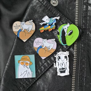 Huy Hiệu Ghim Cài Áo Kim Loại Hình Mèo Hài Hước - Trâm Cài Balo