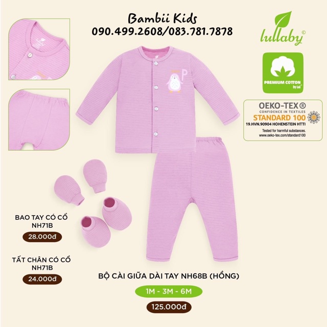 [LULLABY SALE] Bộ dài tay cài giữa Cotton Sơ Sinh / Bé Trai / Bé Gái