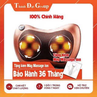 Gối massage hồng ngoại 8 quả cầu 8 bi cao cấp tặng massage mặt ion