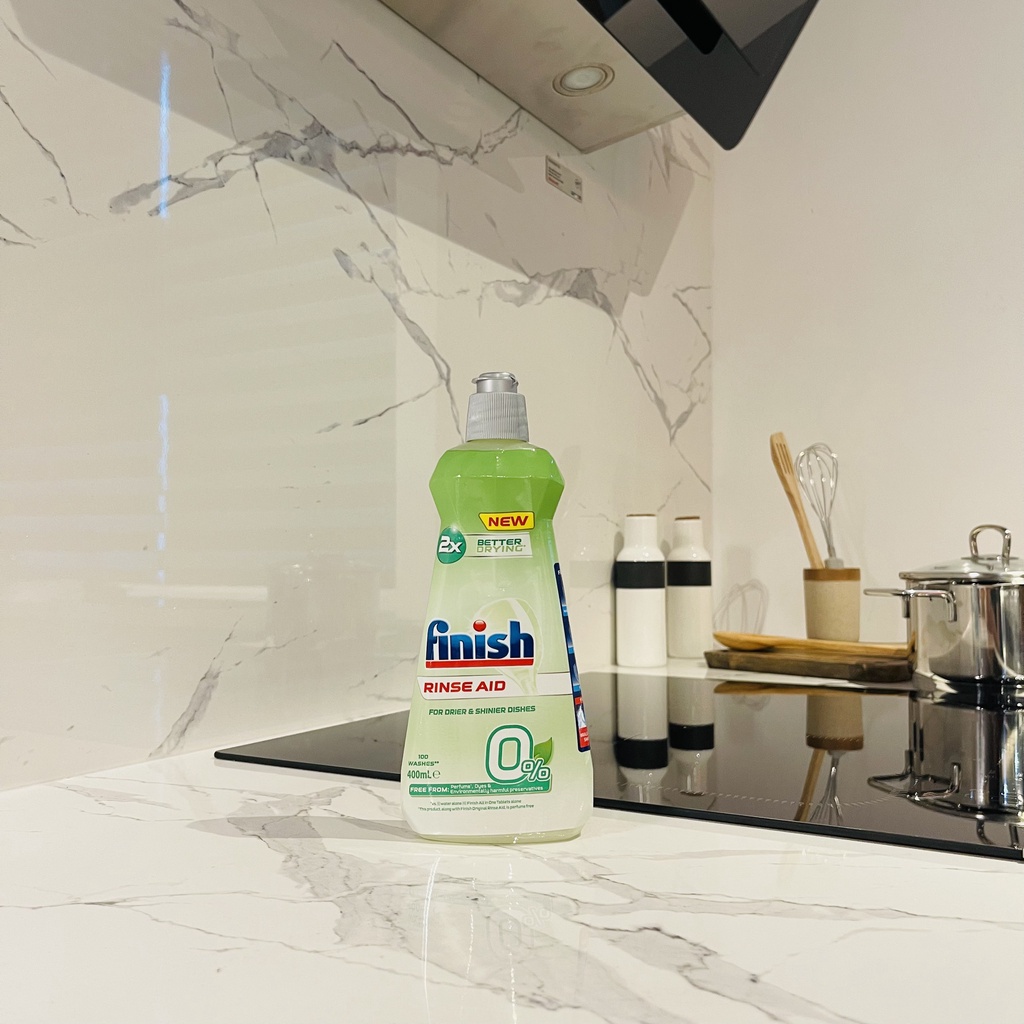 Nước làm bóng Hữu Cơ Finish Eco 0% 400ml - 4 chức năng - nhập khẩu EU, giúp bát đĩa sáng bóng, khô nhanh
