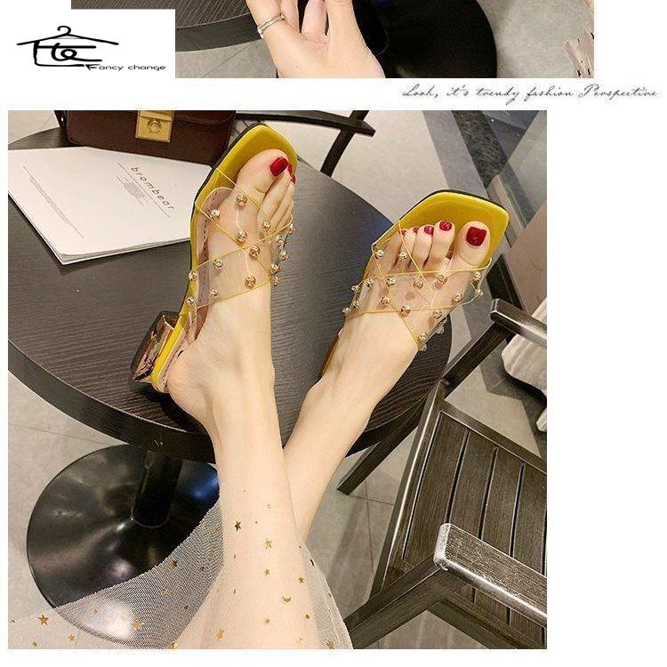 Dép Sandal Đế Thấp Quai Ngang Trong Suốt Thời Trang Dành Cho Nữ