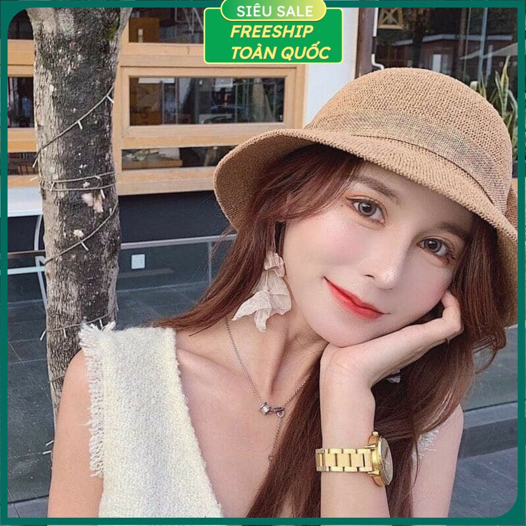 Mũ cói vành nhỏ thắt nơ siêu xinh