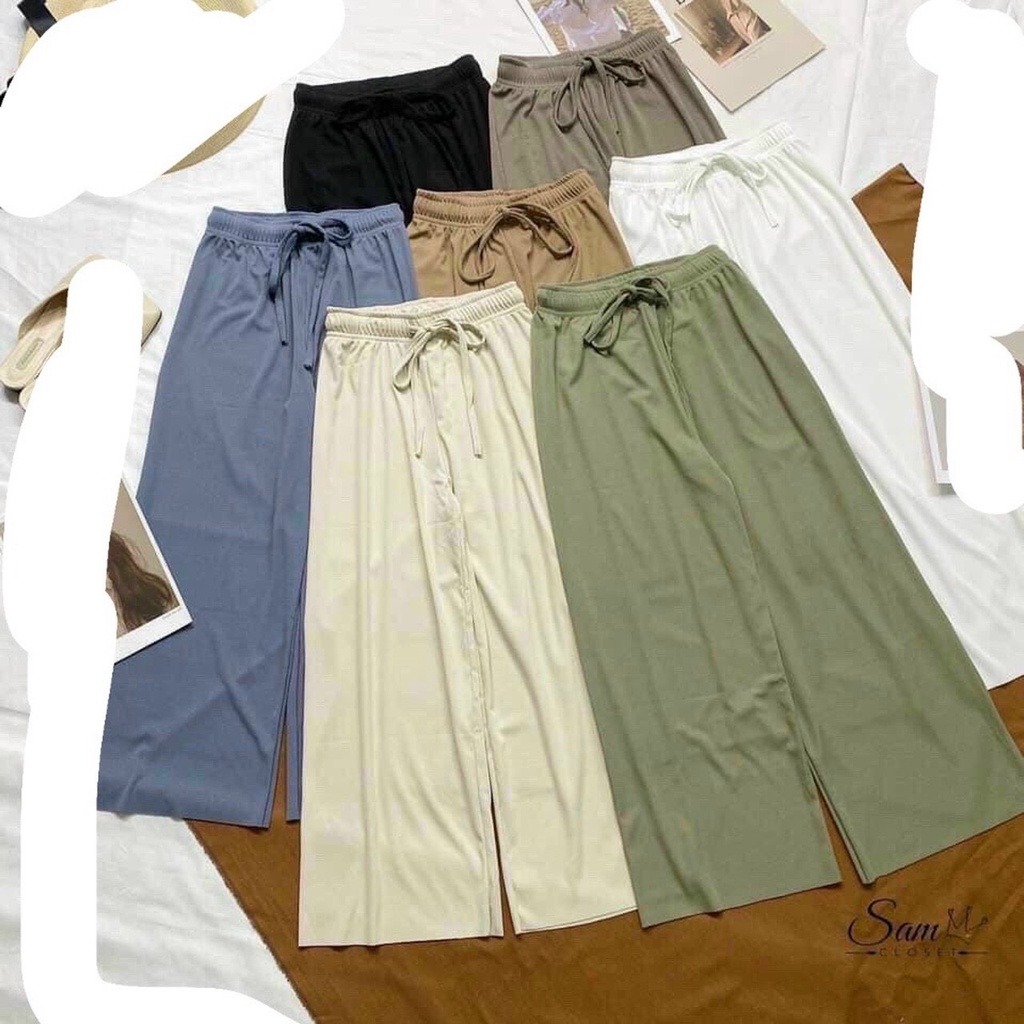 Quần Ống Suông Nhiều Màu Chất Cotton tăm. Quần culottes Suông ống rộng mềm mịn thấm hút mồ hôi tốt siêu mát lạnh
