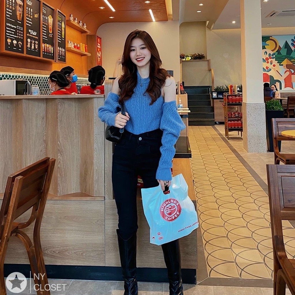 Sét len nữ quảng châu, áo len ba lổ kèm áo khoác cadigan chất len vặn thừng dày dặn dễ mặc dễ mix đồ hàng quảng châu xịn | BigBuy360 - bigbuy360.vn