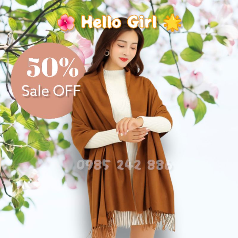 Khăn Choàng Cổ Nữ Cashmere Cao Cấp Vải Len Mềm Mịn