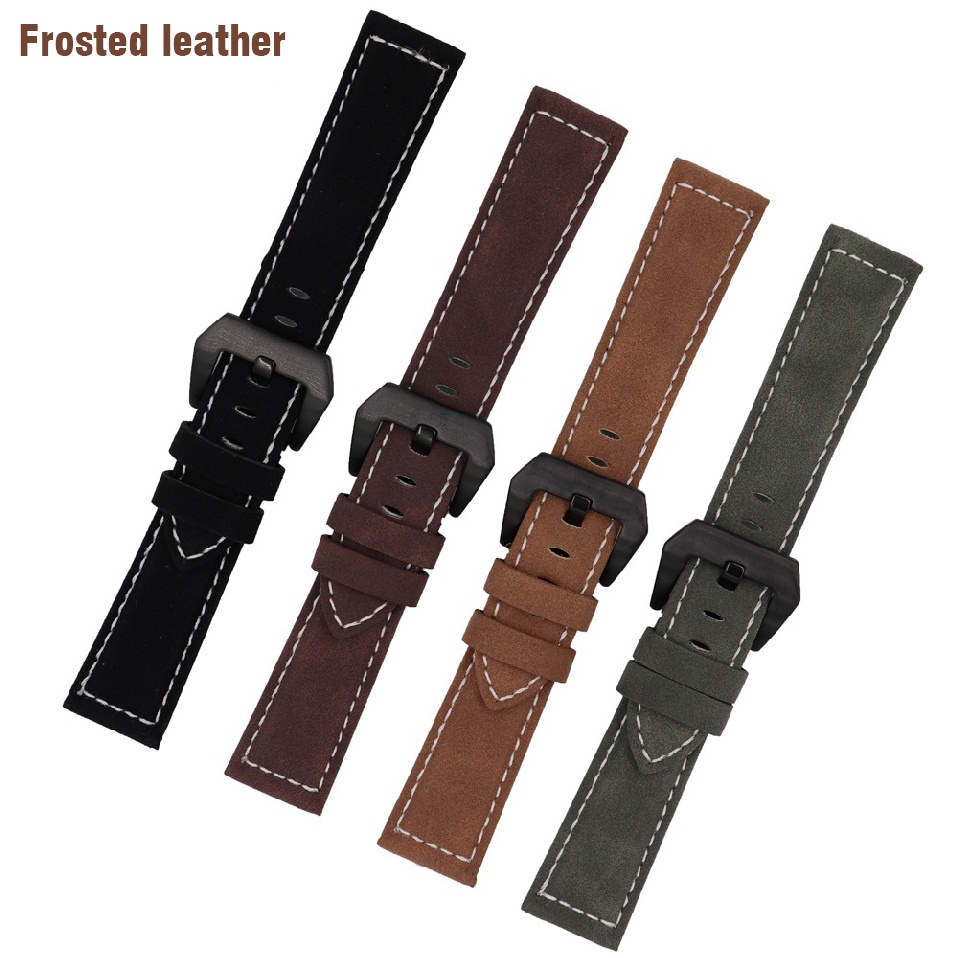 Universal Retro Genuine Leather Wristwatch Band Strap Black Buckle 18/20/22/24mm
