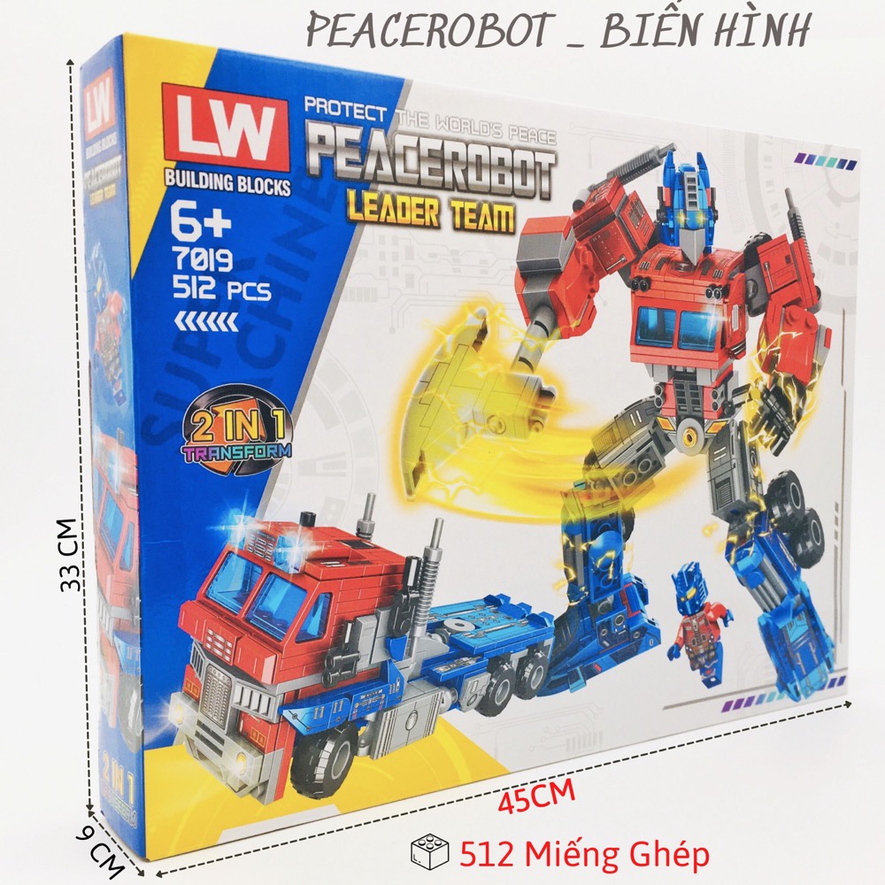 Bộ lắp ráp 2in1 mô hình ROBOT  - xếp hình người máy biến hình Transformer