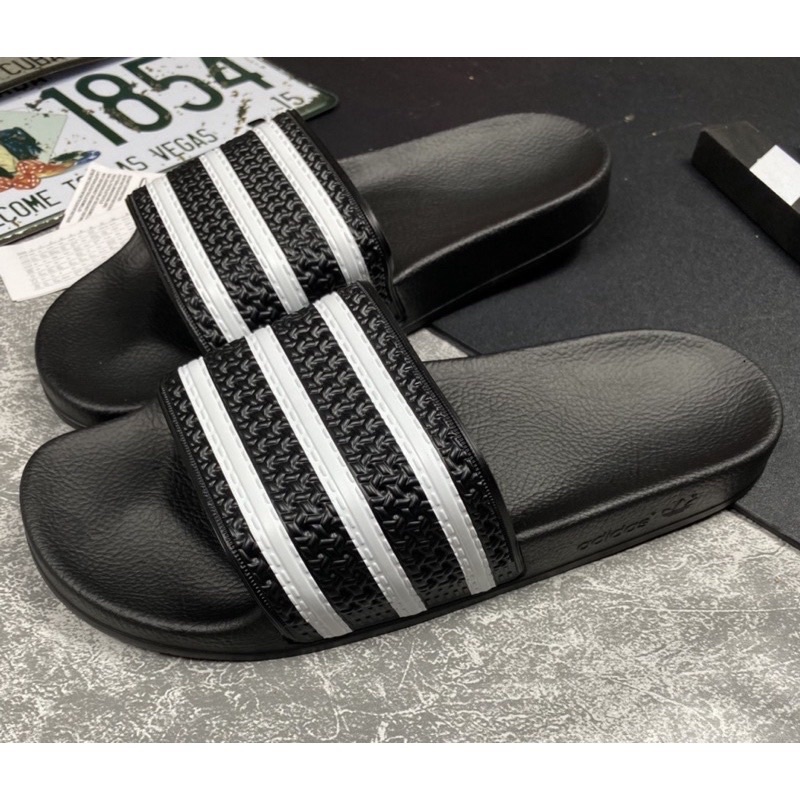 Dép Nam - Dép Bánh Mỳ Quai Ngang Italy Màu Đen 3 Sọc Trắng, Sọc Đen, Sọc Xanh