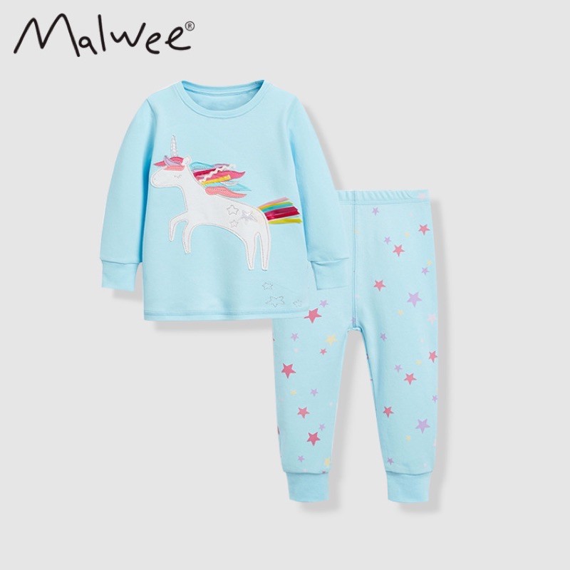 Bộ cotton dài Malwee ngựa pony xanh 2-7Y