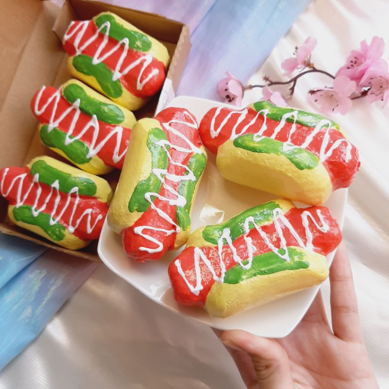 Squishy handmade Bánh Hotdog squishy tự làm giá rẻ mà bền chất đẹp [Shop Thảo Tâm]