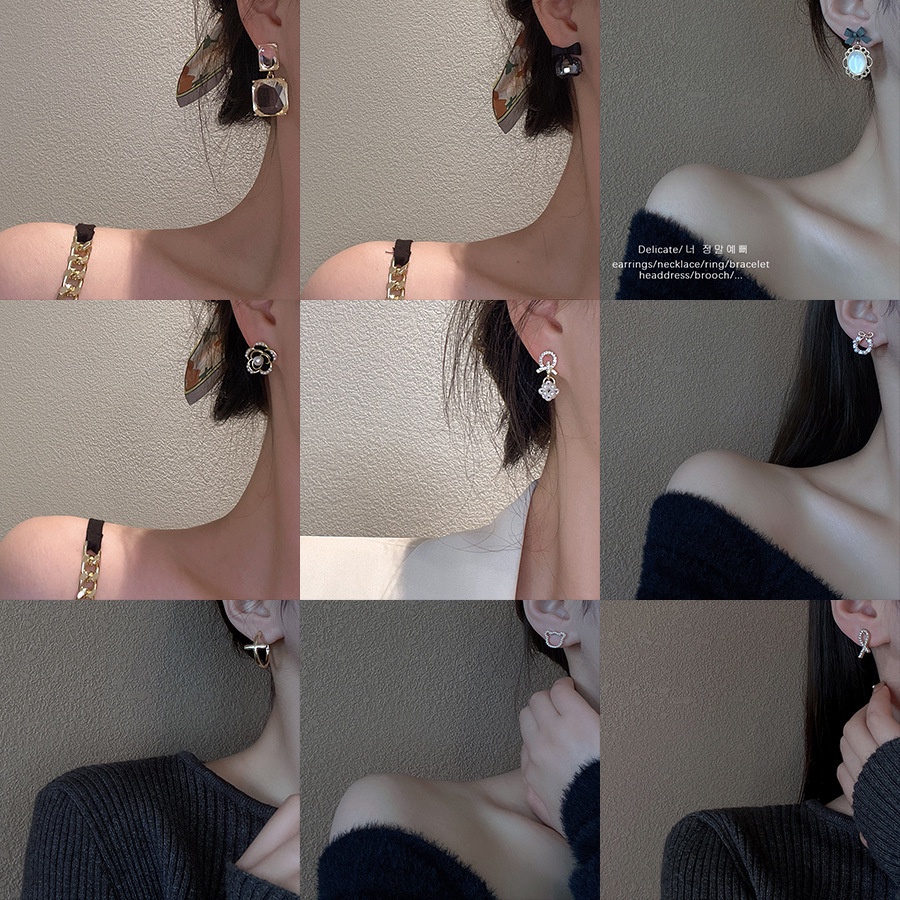 Bông tai mạ bạc 925 đính ngọc trai nhân tạo phong cách retro Hàn Quốc cho nữ