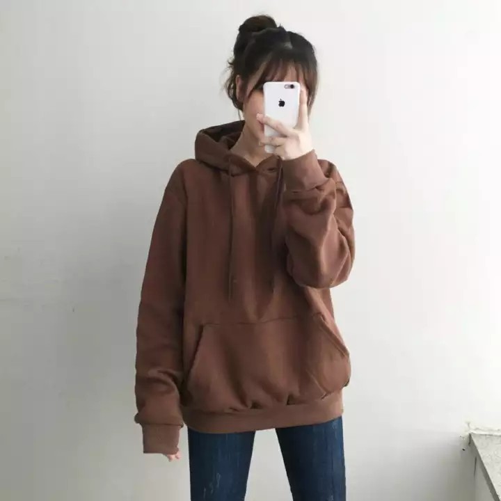 áo hoodie nâu trơn unisex - áo khoác nỉ bông hoodie basic brown - hoodie chui đầu thời trang nam nữ phong cách