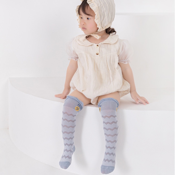 Vớ Cotton Cao Phối Lưới Co Giãn Chống Muỗi Họa Tiết Hoạt Hình Cho Bé Sơ Sinh
