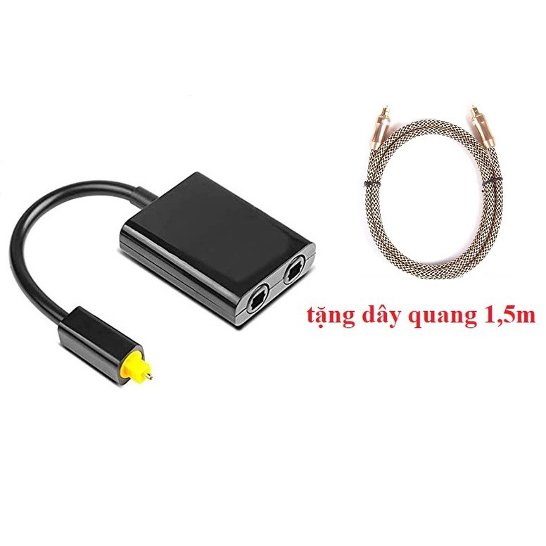Cáp chia cổng quang âm thanh 1 ra 2 Tặng 1 Dây Quang Optical Vàng dài 1,5m