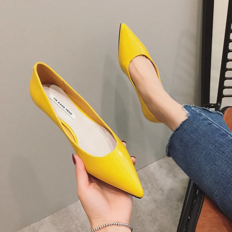 Giày bệt nữ Giày Búp Bê Da Bóng Mũi Nhọn Thiết Kế Đơn Giản Thời Trang Hàn Quốc Cho Nữ Size 35-44