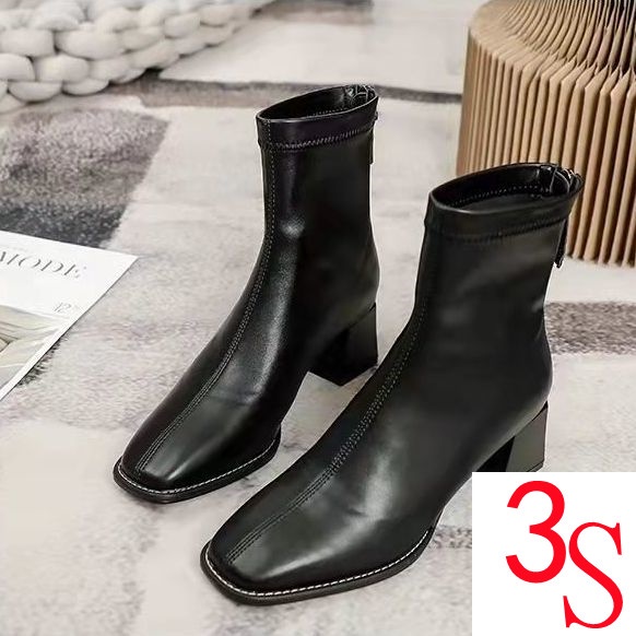 Giày Bốt Da Mềm Gót Thấp Dày Dặn Màu Nâu Phong Cách Pháp Thời Trang Mới 2021 Cho Nữ